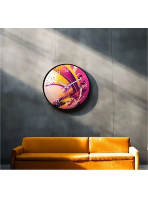 Dekoratif 3D Baskı Geometrik Desen Yuvarlak Duvar Saati -142