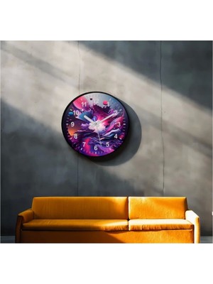Dekoratif 3D Baskı Geometrik Desen Yuvarlak Duvar Saati -129