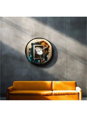 Dekoratif 3D Baskı Geometrik Desen Yuvarlak Duvar Saati -152