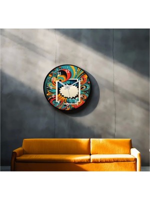 Dekoratif 3D Baskı Geometrik Desen Yuvarlak Duvar Saati -148
