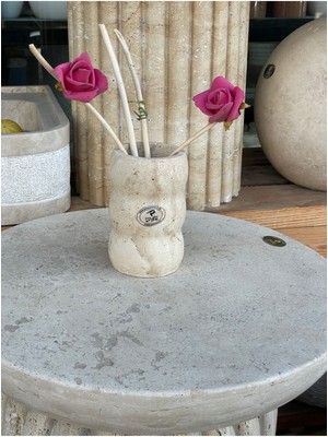 Traverten Doğaltaş Dekoratif Vazo