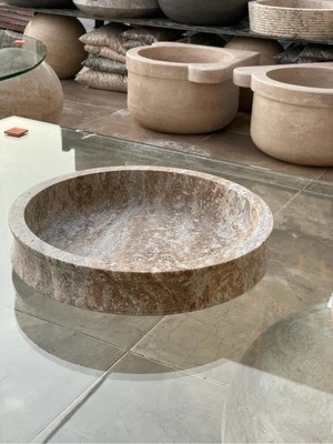 Silver (Gümüş)Traverten Sunumluk / Tepsi / Mumluk 30X6