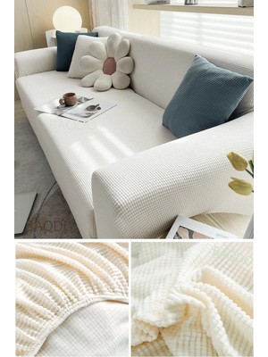 Baqdo Likrali Streç Lastikli Esnek Yikanabilir Kare Desen Üç Kişilik Kotuk Örtüsü Koltuk Kılıfı