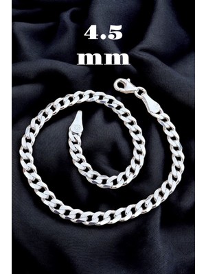 Moda Gümüş 925 Ayar Gümüş 4.5 mm Gurmet Modeli Erkek Gümüş Bileklik