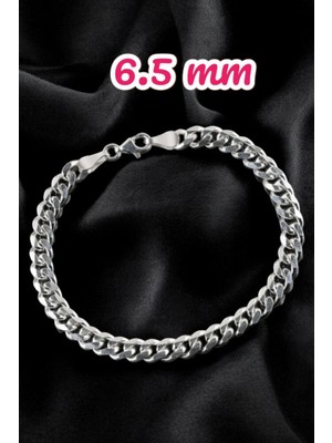 Moda Gümüş 925 Ayar Gümüş 6.5 mm Gurmet Modeli Erkek Gümüş Bileklik