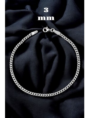 Moda Gümüş 925 Ayar Gümüş 3 mm Gurmet Modeli Erkek Gümüş Bileklik