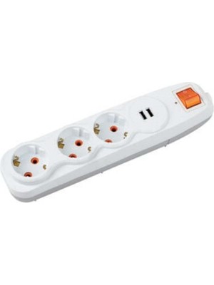 Boss And Muse Üçlü Grup Priz Akım Korumalı 2'li Usb'li 15 mt ( 5 Adet )