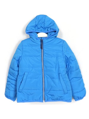 Içi Polarlı Dolgulu Kapüşonlu Erkek Çocuk Kışlık Mont Mavi 001-0001971