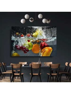 Suya Düşen Meyve Sebze Cam Tablo