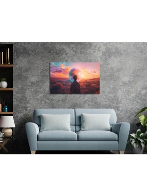 Yarının Sınırında Cam Tablo Hediyelik Büyük Tablo Ev Ofis Dekoru