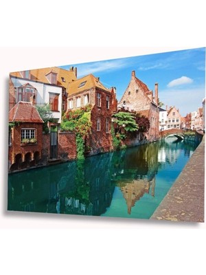 Şehir Manzaralı Cam Tablo, Ev ve Ofis Duvar Dekoru Hediyelik Büyük Tablo Dayanıklı Cam
