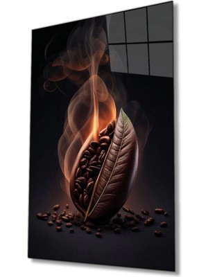 Kahve Çekirdeği Cam Tablo, Ev ve Ofis Duvar Dekoru, Hediyelik Büyük Temperli 4 mm Cam Tablo