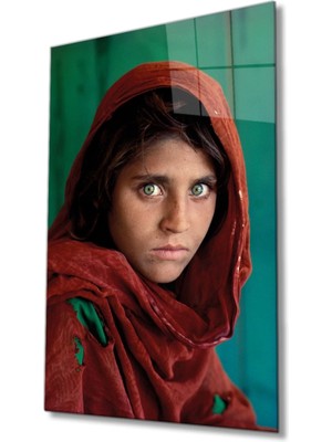Afgan Kız Cam Tablo Ev ve Ofis Duvar Dekoru Hediyelik Büyük Tablo Dayanıklı Cam