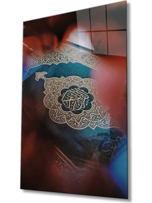 Islami Kaligrafi Motif Dini Islami Cam Tablo Ev ve Ofis Duvar Dekoru Hediyelik Büyük Tablo Cam