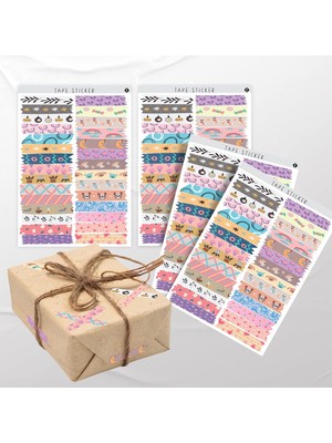 Paketleme Çıkartmaları - Hediyeler Için Şerit Sticker - 112 Adet 1.2x7 cm - Renkli Şerit Etiketler - Parti Seri