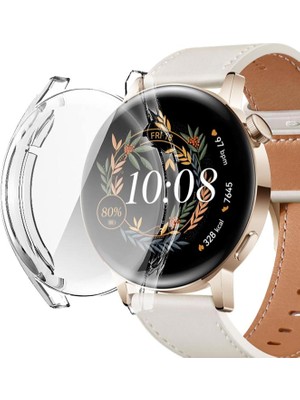 Huawei Watch Gt3 42MM Için Kılıf 360 Full Round Soft Silicone Şeffaf [watch Gt3 42MM ile Uyumlu Kılıf - Şeffaf]