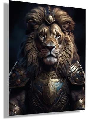 Gaagart Temperli Gerçek Cam Tablo Savaşçı Aslan Portresi