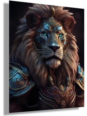 Gaagart Temperli Gerçek Cam Tablo Savaşçı Aslan