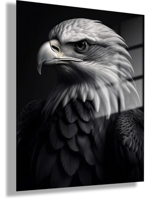 Gaagart Temperli Gerçek Cam Tablo Siyah Beyaz Kartal