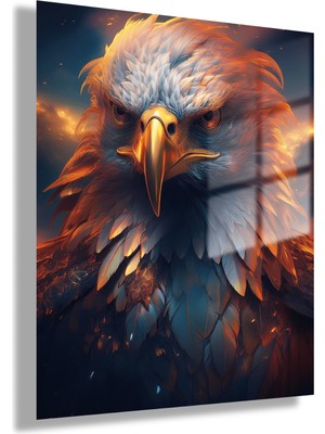 Gaagart Temperli Gerçek Cam Tablo Yakın Çekim Kartal