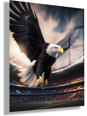 Gaagart Temperli Gerçek Cam Tablo Stadyumda Uçan Renkli Kartal