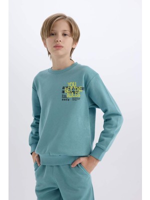 DeFacto Erkek Çocuk 2'li Takım Baskılı Sweatshirt Beli Paçası Lastikli Eşofman Altı D5223A8NS