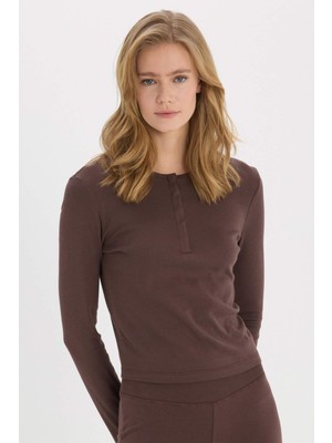 DeFacto Coool Fitted Basic Düz Ribana Uzun Kollu Tişört E7680AX25SP