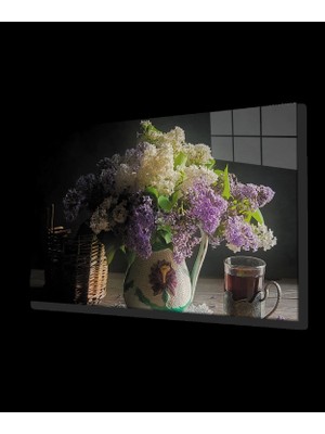 Marsilyan- Mor Beyaz Sümbüller Natürmort Purple