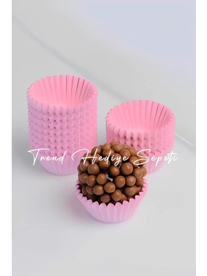 Trend Hediye Sepeti Muffin Cupcake Kek Kalıbı, Pembe Muffin Kek Kağıdı Takribi 200 Adet Mini Boy 30x20 cm