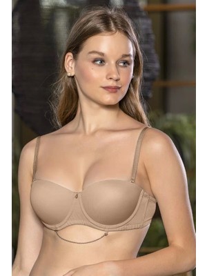 Belle Vista Straplez Zincir Detaylı Sütyen Cappucino (BRF11190)