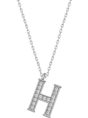 HS Demirci 925 Ayar Gümüş Rodyum Kaplama H Harfi Kadın Gümüş Kolye