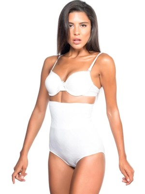 Beruflic Beyaz Emay 2079 Yüksek Bel Desenli Double Slip Korse