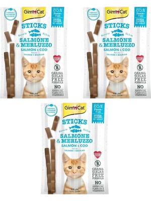 Gimcat Sticks Somon & Atlantik Morina Tahılsız Ödül Çubukları 4'lü 20 gr x 3 Adet