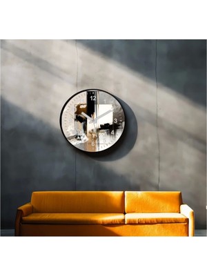 Dekoratif 3D Baskı Geometrik Desen Yuvarlak Duvar Saati -48