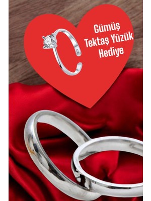 Moda Gümüş Evi 925 Ayar Gümüş 2 mm Düz Alyans - Tektaş Yüzük Hediyeli