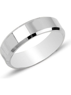 Moda Gümüş Evi 925 Ayar Gümüş 5 mm Pahlı Erkek ve Kadın Gümüş Alyans Söz Nişan Yüzüğü