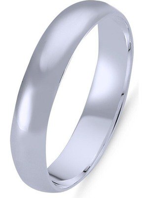 Moda Gümüş Evi 925 Ayar Gümüş 4 mm Bombeli Ince Erkek ve Kadın Gümüş Alyans Söz Nişan Yüzüğü