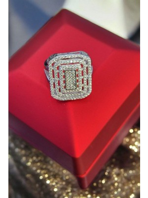 Moda Gümüş Evi Işıklı Kutulu 925 Ayar Gümüş Baget Özel Tasarım Kadın Yüzük