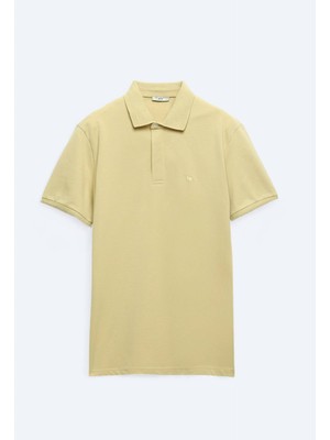 Kip Limon Küfü Düz Polo Yaka %100 Pamuk T-Shirt