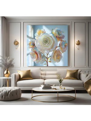 Emya Home Beyaz Çiçekler Kanvas Tablo