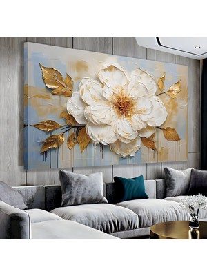 Emya Home Beyaz Çiçekler Kanvas Tablo