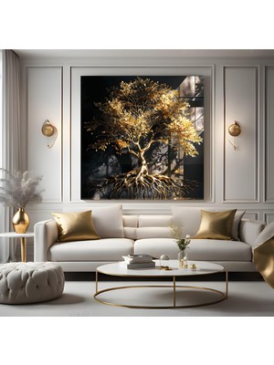 Emya Home Altın Ağaç Kanvas Tablo