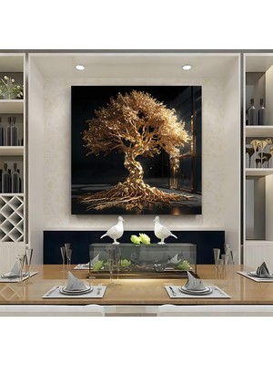Emya Home Altın Ağaç Kanvas Tablo