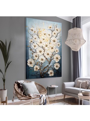 Emya Home Beyaz Çiçekler Kanvas Tablo
