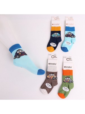 Ekinoks Socks Erkek Çocuk Araba Desenli Soket Çorap (3 Adet)
