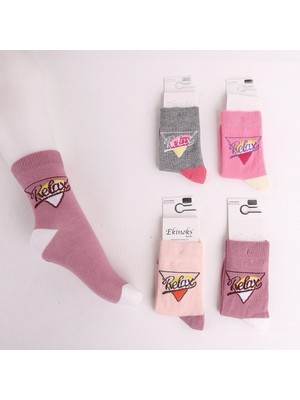 Ekinoks Socks Kız Çocuk Relax Desenli Soket Çorap (3 Adet)