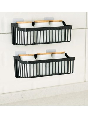 Yapışkanlı Banyo Şampuanlık Rafı - Mutfak Rafı -Ikili Duş Düzenleyici - Organizer