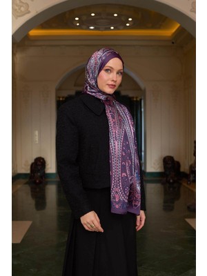 İpekhan Patlıcan Mor Hint Vual Şal -  5009-15