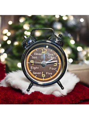 Nidage Çalar Saat Metal Masa Saati Alarmlı Analog Masa Saati