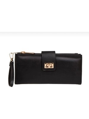 Kadın Kilitli Büyük Boy Suni Deri Cüzdan